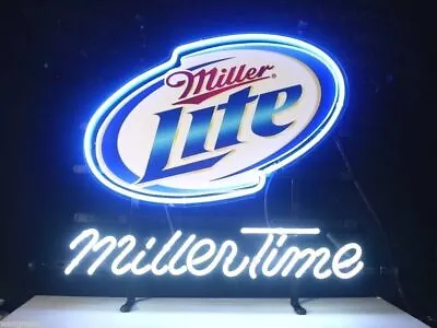 Neon Light Sign Lamp For Miller Lite Beer 14 X10  Miller Time Wall Decor Bar • $79.98