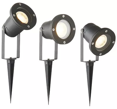 Saxby POLGU10 Opaz MV Outdoor Wall Garden Spike Light Spotlight Black GU10 • £15.42