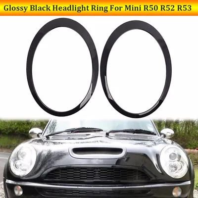 1 Pair For Mini Cooper R50 R53 R52 Headlight Trim Ring Glossy Black Left + Right • $38.58