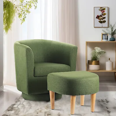 Modern Accent Swivel Armchair Fabric Single Sofa W/Ottoman Chair For Living Room • $155.99