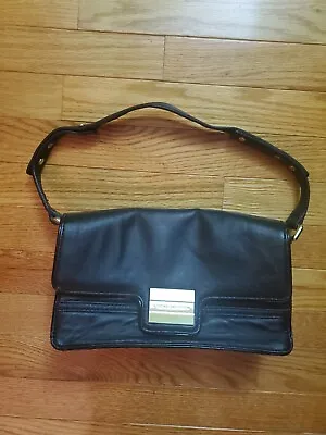 $35 • Buy Z SPOKE  By Zac Posen Black Leather Flap Shoulder Bag Purse 