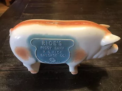 Vintage R. B. Rice Sausage Co. Piggy Bank Made In USA Free Shipping • $19