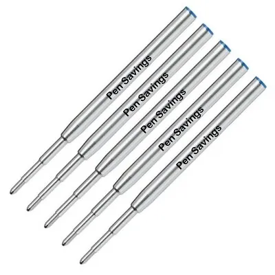 5 Ballpoint Pen Refills For Montblanc Pens Blue Gel Ink Fine Point • $12.95
