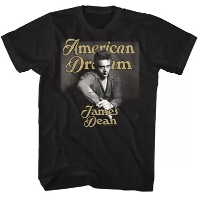 James Dean Gold Text Black Solid Adult Short Sleeve T-Shirt • $17.99