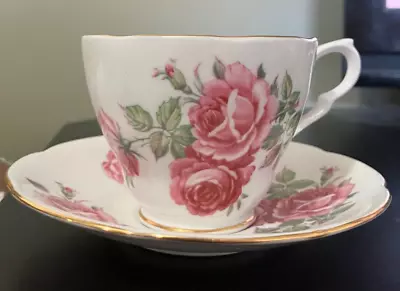 Vintage Collingwoods Teacup And Saucer – Pink Cabbage Rose • $20.08