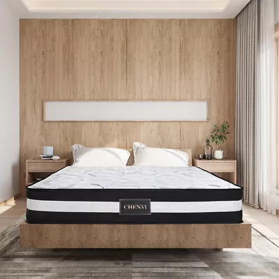 $198 • Buy Queen Mattress King Size Pocket Spring Medium Firm Euro Top Mattresses Bed 30CM