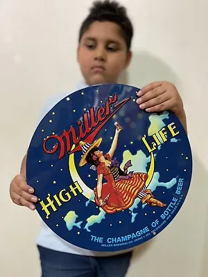 Miller High Life Premium Embossed Tin Sign Beer Witch Moon Night Ande Rooney • $32