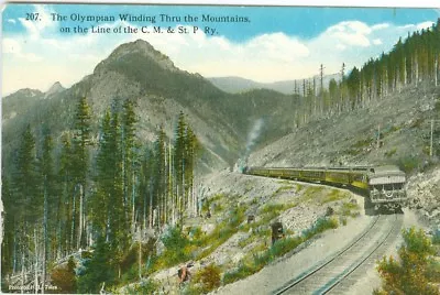 Puget Sound WA The Olympian Winding Thru The Mountains On The C.M. & St P  Ry • $8.55