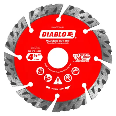 New Freud Diablo Dmadst0450 Masonary Diamond Segmented 4.5  Saw Blade Cut Off • $26.59