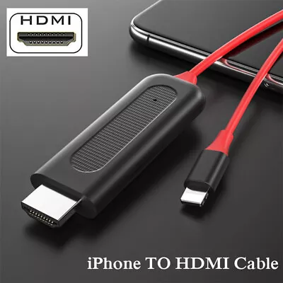 IPhone To HDMI HDTV Projector Cable Adapter For IPhone 11 12 13 14 Pro Max XS XR • £10.79