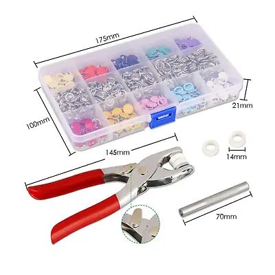 Metal Sewing Buttons Press Stud Snap Fastener Kit Pliers Snap On DIY Tool • $10.50