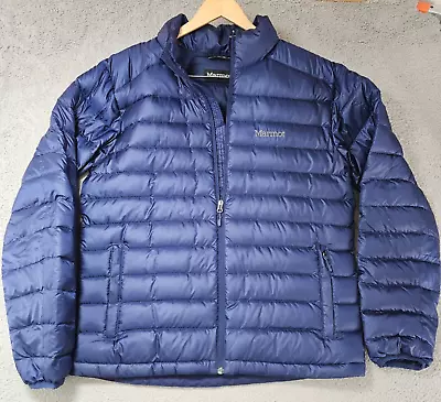 Marmot Azos Jacket Mens Size Large Blue 700 Down Fill Insulated Puffer Full Zip • $120