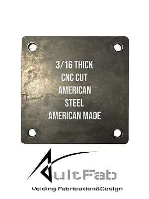 FLAT SQUARE STEEL BASE PLATES WITH 4 HOLES | 3x3 4x4 5x5 6x6 8x8 | QTY Discounts • $64