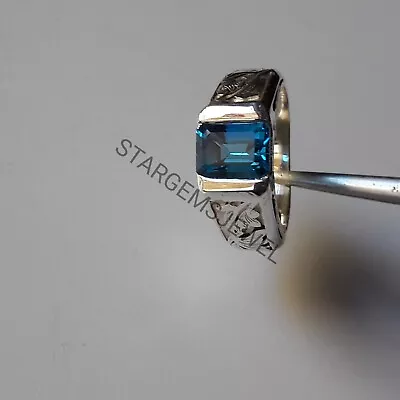 Mind Blowing Blue Topaz 925 Sterling Silver Handmade Jewelry Men's Ring All Size • $57.59