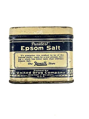 Vintage Medicine Tin PURETEST 4 Ozs. Epsom Salt Empty Rexall Product • $12.99