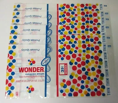 WONDER BREAD 6 Bag Wrappers 31¢ New Vintage  Helps Build Strong Bodies 12 Ways  • $18