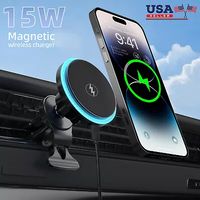 15W Fast Wireless Car Charger Air Vent Magnetic Phone Holder For Samsung IPhone • $23.90