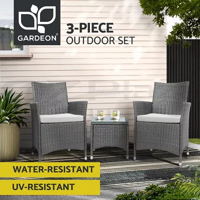 Gardeon Patio Furniture Outdoor Setting Bistro Set Chair Side Table 3 Piece • $199.95