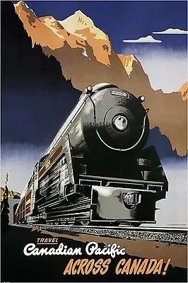 CANADIAN PACIFIC RAILROAD Vintage Travel Poster CANVAS PRINT 24x32 In. • $57.72
