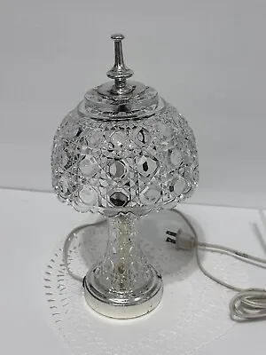 Vintage Cut Crystal Glass Lamp Boudoir Small Table Lamp Night Light Accent Lamp • $38.99