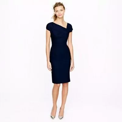 J. Crew Womens Size 6 Origami Crepe Sheath Navy Wool Dress • $43.99