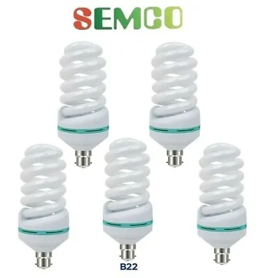 5 X 40W 8000K CFL LIGHTBULB DAYLIGHT BULB BAYONET B22 SPIRAL ENERGY SAVER BULB • £16.63