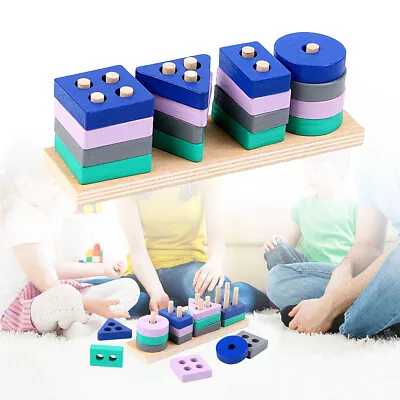 £3.99 • Buy Wooden Toy For 1 2 3 4 5 Years Lead-free Old Boys Girls Toddler Education Gifts