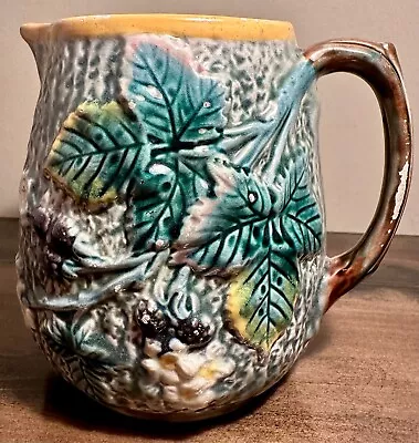 Antique Majolica Blackberry Bark Pitcher • $50