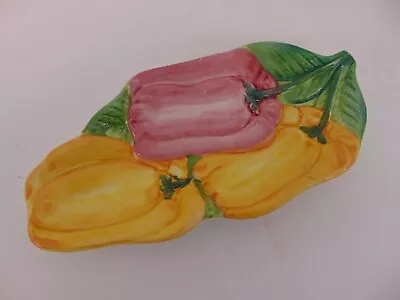 Vintage Italian Ceramic Majolica Bell Pepper Spoon Rest #6966 9 1/2  JC103-4 • $9.99