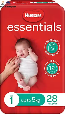Essentials Nappies Size 1 (Up To 5Kg) 28 Count • $13.95