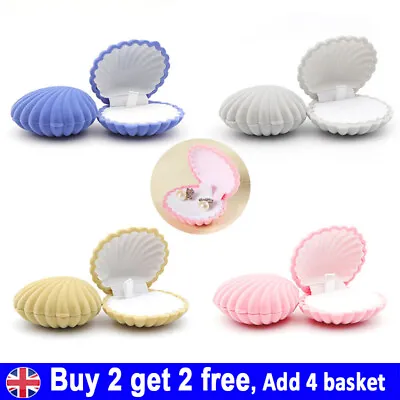 Shell Velvet Jewelry Box Wedding Ring Box Earrings Necklace Bracelet Gift Box UK • £5.79