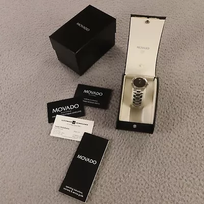 Movado Museum Watch Stainless Steel Black Face 34mm 84 G1 1894 • $424.97