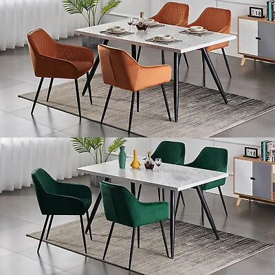 £169.99 • Buy 4X Dining Chairs Metal Leg Kitchen Room Chairs Velvet Padded Seat Desk Chairs UK