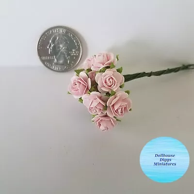 10 Dollhouse Miniatures Shabby Soft Pink Open Roses For Mini Bouquets Mulberry • $8