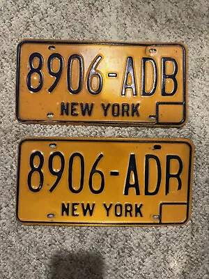 Set Of Vintage New York State Yellow NYS 1970’s License Plates Pair 8906-ADB • $19.99