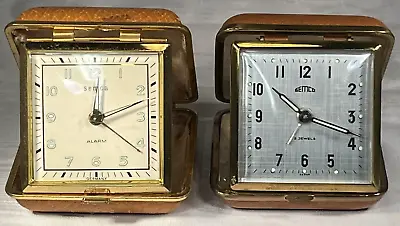 Vintage Lot 2 Semca & Geitico Mechanical Wind Up Travel Alarm Clocks • $30.25