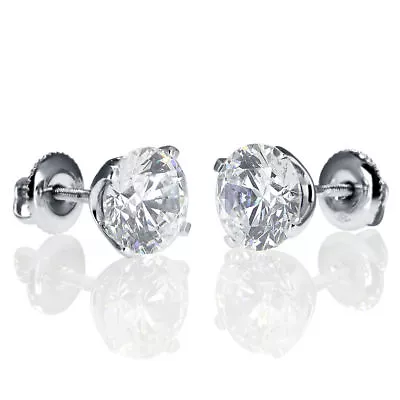 1 Carat Solitaire Diamond Stud Earrings Round Cut I/I2 14K White Gold • $1855.55