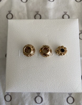 $1180 • Buy 3 Pandora Gold 14ct Gold Charms