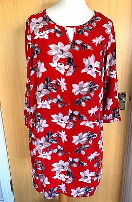 $23.30 • Buy Joules Ladies Dress 12 Red Floral Veronica Pockets Smart Casual Work Christmas