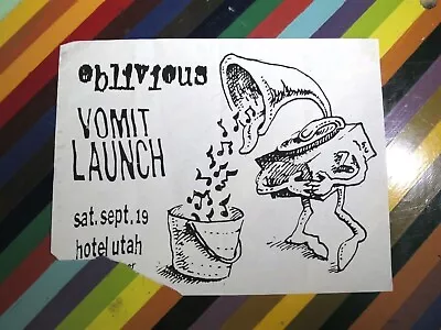 Vtg 1980s Punk New Wave Flyer 1987 Oblivious Vomit Launch Hotel Utah LL3 • $70