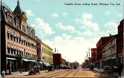 Postcard Franklin Street Looking South In Michigan City Indiana~4406 • $8