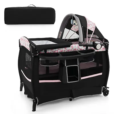 4 In 1 Baby Crib Bassinet Bed Infant Changing Table Portable Nursery Play Center • £94.95