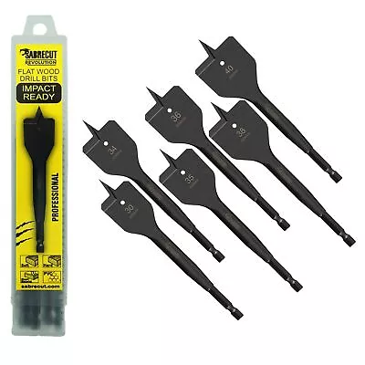 SabreCut Impact Driver Spade Flat Wood Drill Bits Set For Dewalt Bosch Makita • £18.99