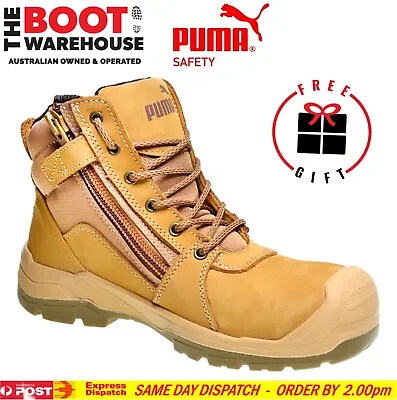 $159.95 • Buy Puma Tornado WHEAT 630787 Safety Work Boot. Zip Side. Scuff Cap. Nubuck Comfort 