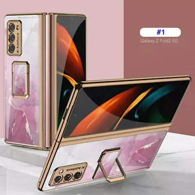 Plating Glass Painted With Ring Stand Cover Case For Samsung Galaxy Z Fold 2  • $24.99