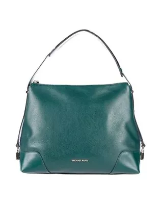 Michael Kors Crosby Racing Green Pebble Leather Shoulder Bag Gold Tone Hardware • $59.99