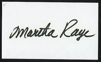 Martha Raye D1994 Signed Autograph 3x5 Cut American Actress Singer The Big Mouth • $25