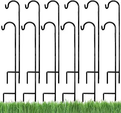 Shepherds Crook Hook 100cm Metal Fence Stake Pins For Bird Feeders Garden Lights • £14.24