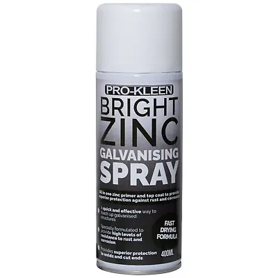 ProKleen Zinc Galvanising Spray Paint Primer & Topcoat Anti Rust Corrosion 400ml • £33.95