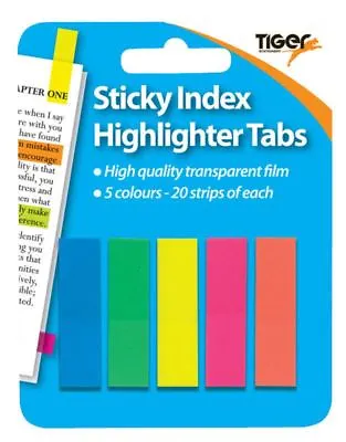 100 Neon Sticky Index Highlighter Tabs Adhesive Post Flags It Neon Page Marker • £2.39